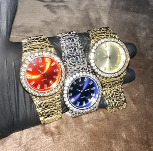 14K Gold/White Gold Unisex Diamond Baguette Dial Nugget Watch