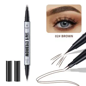2-in-1 Eyebrow Pencil with Waterproof Microblading and Dual-Ended Eyeliner Pencil  for Natural Brow Makeup and Eyelash Line Waterproof Eyebrow Pencil