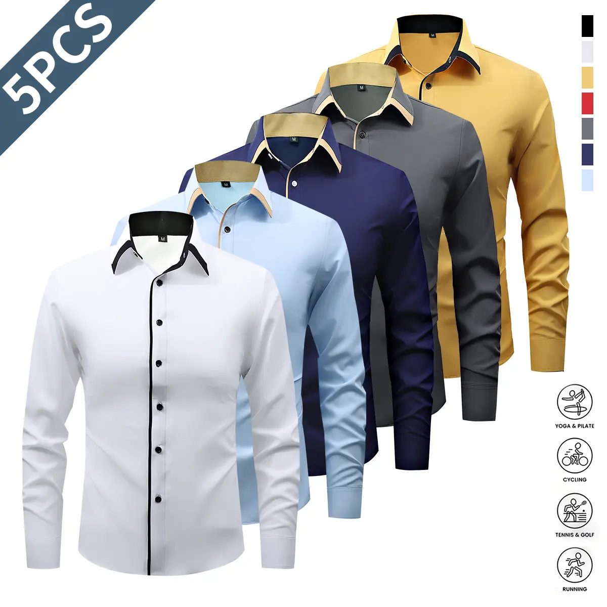 White + Sky Blue + Navy Blue + Dark Gray + Yellow