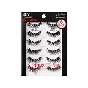 Ardell Demi Wispies Eyelashes - Black, The Original Feathered Lash Demi Lashes, Reusable Invisiband Strip Lashes, 6 Pairs, 1 Pack