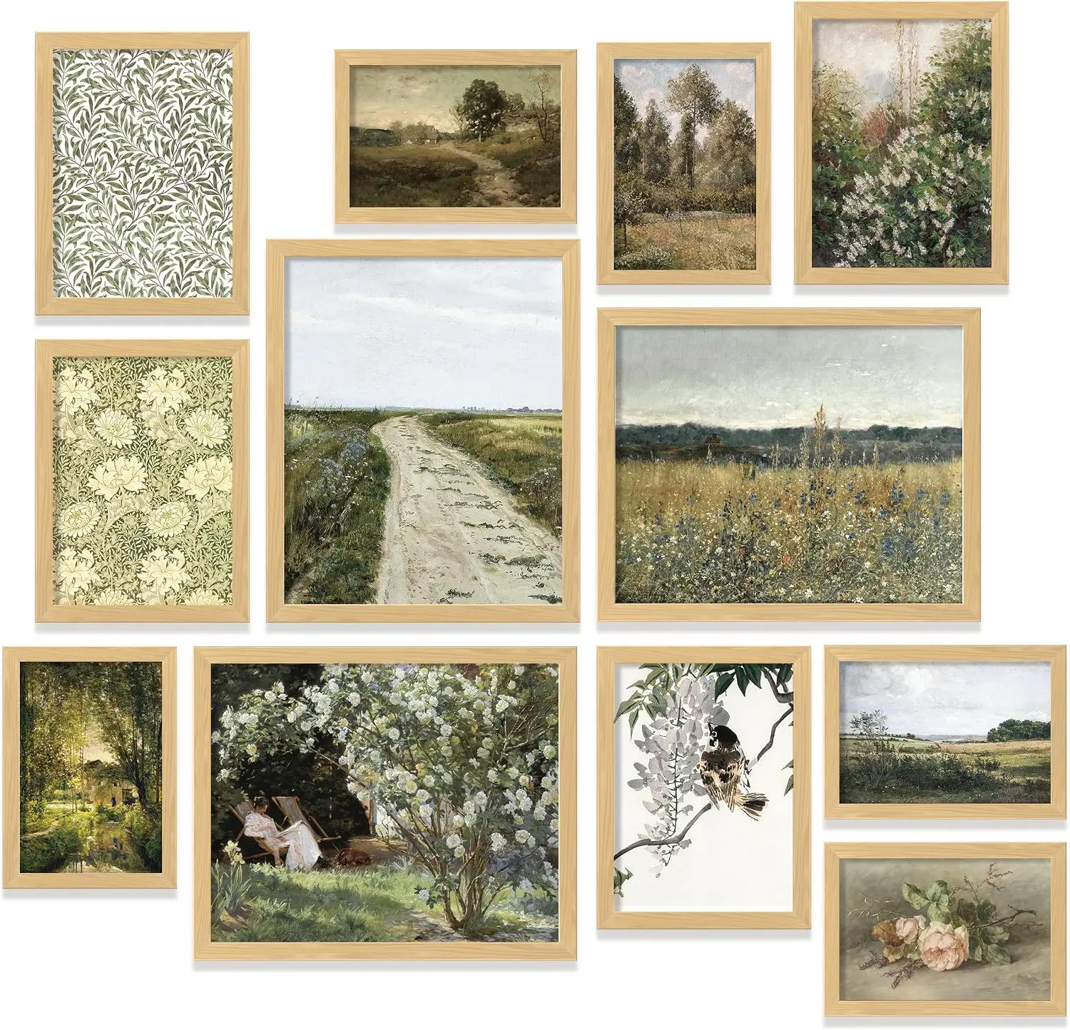 97 Decor French Country Unframed Wall Art, 12 Pcs Vintage Farmhouse Landscape Prints - 8x10, 5x7, 4x6 Sizes for Kitchen, Bedroom Gallery Wall