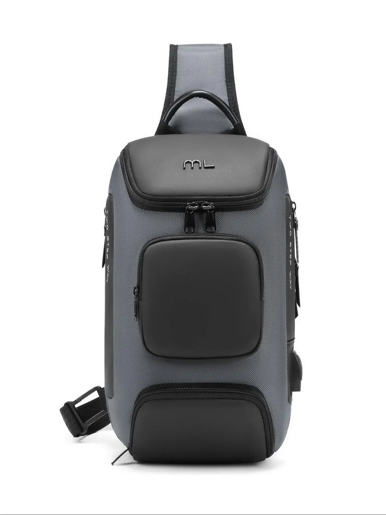 Men's Summer Casual Letter Label Decor Zipper Chest Bag, Trendy Sling Bag, Work Bag, Large Capacity Belt Bag, Personal Item Bag for Work & Daily Use