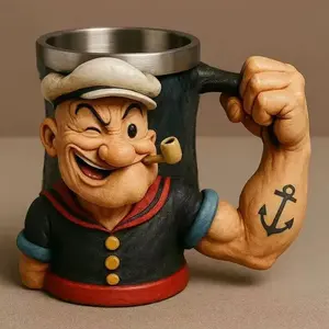 Large Capacity 3D Old Star Coffee Mug - Cartoon Design Resin Coffee Cup, made of sturdy ABS material, perfect for home, workplace or as a gift, unique drinking container Funny Dad Mug