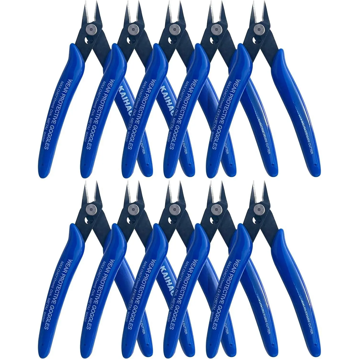 Small Wire Cutters 10 Pack-  170 Wire Flush Cutters Wire Clippers Nippers Clean Cut Pliers Side  Diagonal  Pliers for  Floral Heating Wire Model Sprue Soft Copper, Blue
