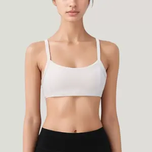 Anna-Kaci Active Women's Square Neck Sports Bra with Wide Fixed Straps and Smooth Seamless Design - X Large, White