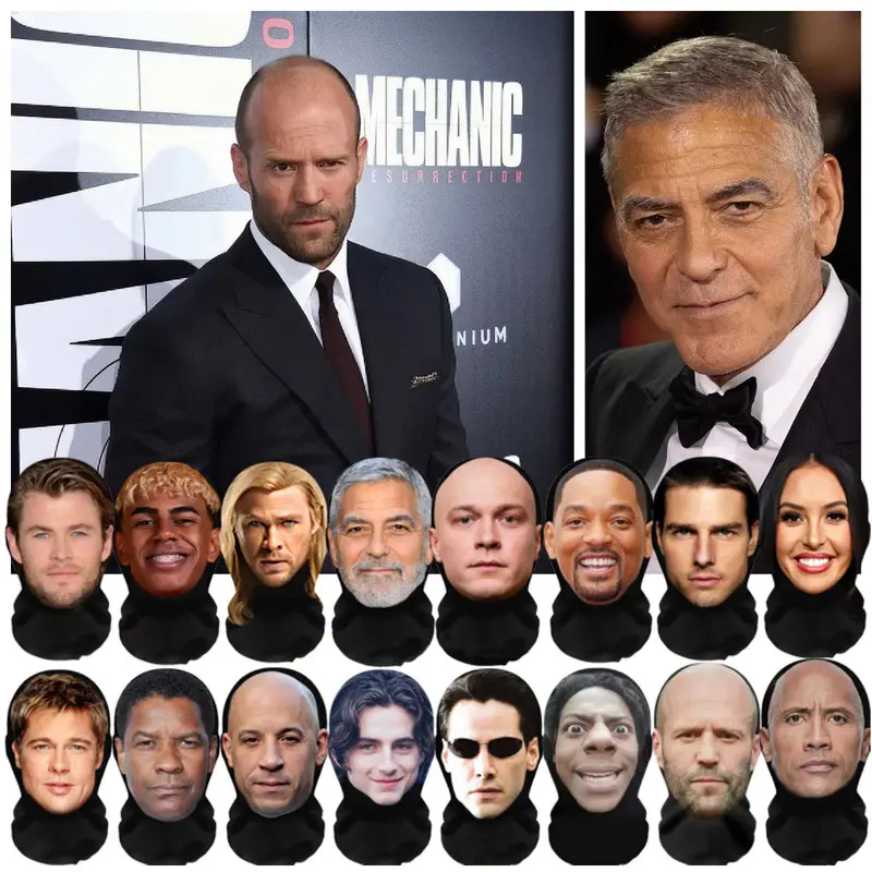 New 3D  Funny Elastic Realistic Celebrity Mask Visualized Masks Full Face Cosplay Balaclava Halloween Party Props Headcovers