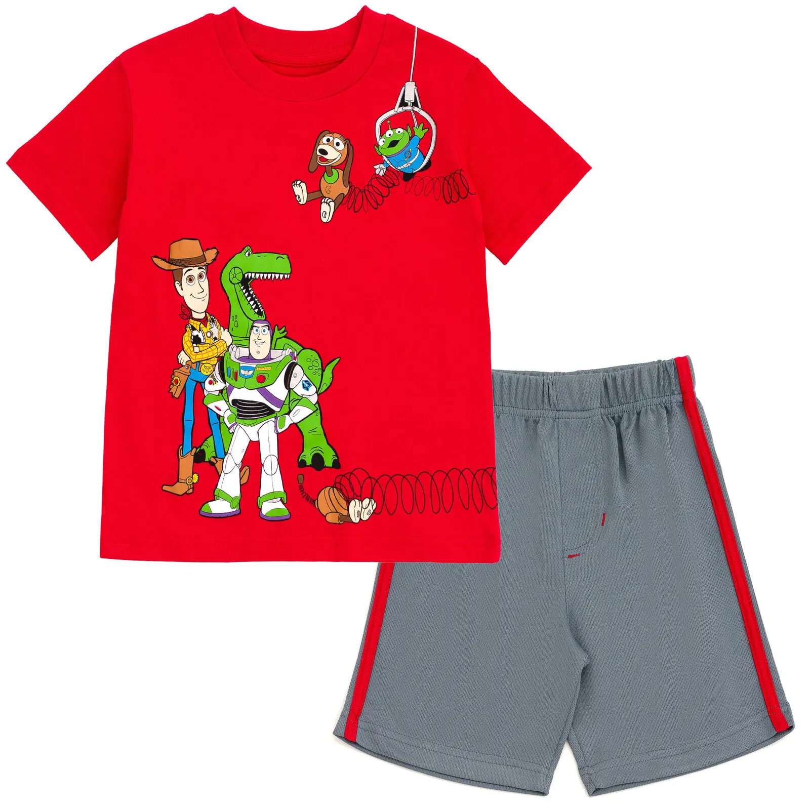 Disney Toy Story 2-Piece Outfit Sets for Toddler Boys, Graphic Cotton Tee & Athletic Mesh Shorts, Sizes 3t-8 Years, Vibrant Print, Soft Cotton, 3 - 4 Years, Character-Themed Boys' Sets, Cartoon Style Boys' Sets, 2T