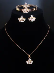 5 sparkling crown jewelry sets, necklaces, earrings, bracelets, ring combinations suitable for wedding parties