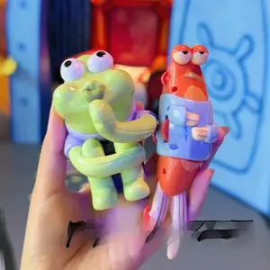 Bikini Bottom Resident Ugly Fish Surroundings Smart Fish Clockwork Toy Ornaments Gifts For Children Fun Toys