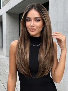 13x6 High-Definition Transparent Lace Front Wig, Synthetic Lace Wig, 22 Inches, No Glue, Heat Resistant Fiber, Natural Look, Comfortable Mesh Cap, Women's Versatile