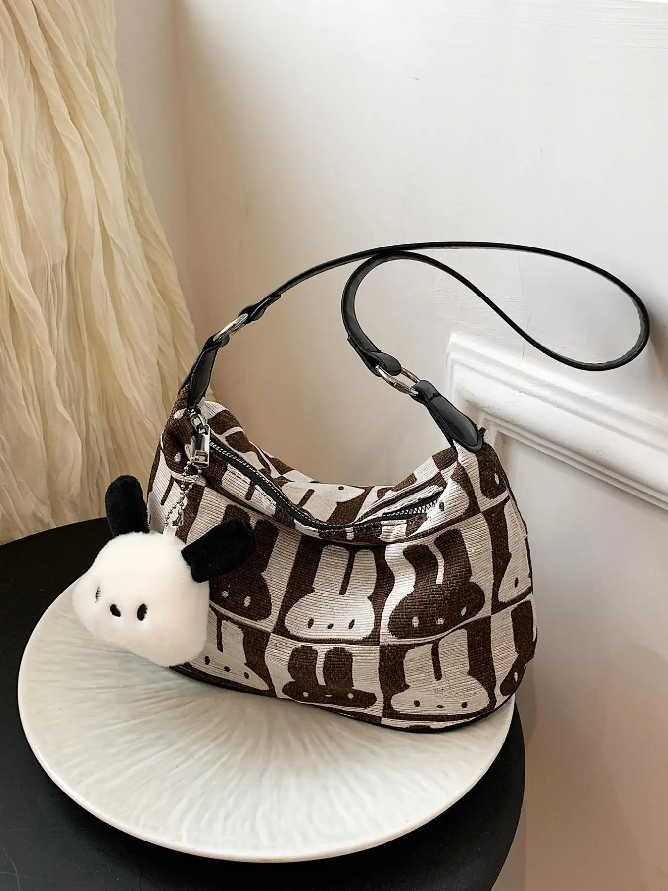 Women's Cute Rabbit Design Crossbody Bag with Charm, Ladies Purse, Fashionable Animal Decorated Shoulder Bag, Casual Trendy Versatile High-quality Dai