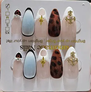 Glossy Finish with Cross Charms nails