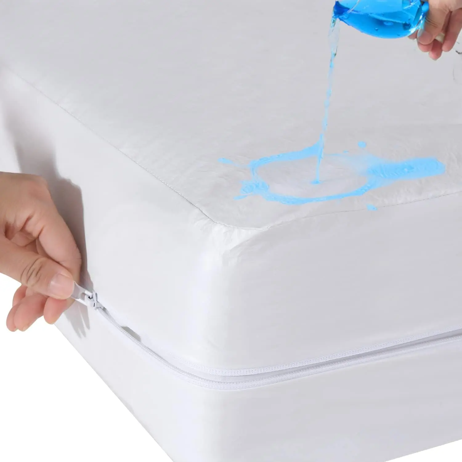 Mattress Protector Fully Zippered Encased   Proof Cover for  and Pets, Fits 6-9 Inch Depth