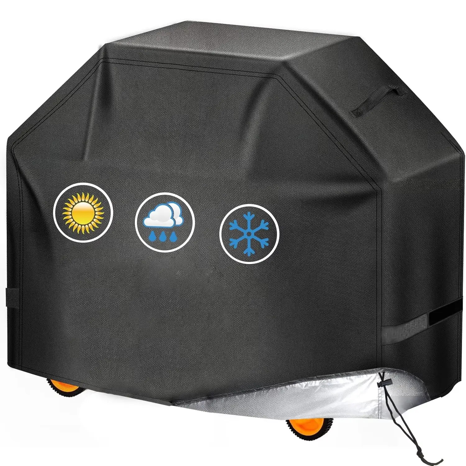 Grill BBQ Cover, 420D Outdoor Heavy Duty Waterproof Barbecue Gas Cover, All Weather Protection, 58"W x 24"D x 47"H, Black