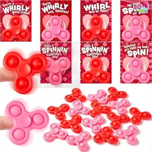 30 Packs Valentine's Day Gift Cards with Fidgets Spinners, Pop Bubble Spinners Fingertip Toys, Stress Relief Fidget Toys for Kids Valentine's Party Favors, School Prize and Goody Bag Filler