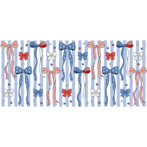 UV123 - RWB Ribbon Bow UV DTF Cup Wrap