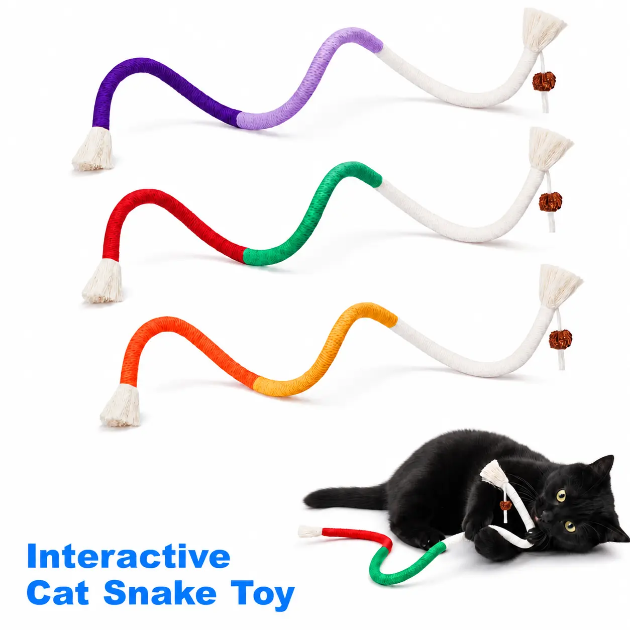 Cat Toys Chew Ropes 3Pcs with Refillable Natural Catnip, Safe Teeth Cleaning Toys for Indoor Cats, Interactive Cat Nip Kitty Toys for All Breeds 23 Inches #SummerVibes #petlovers
