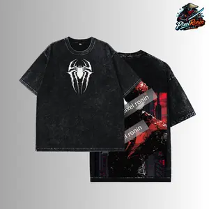Spidey Hero Friendly Neighborhood Vintage Washed Tee – Oversized Comic Graphic T Shirt, Double Print Cotton Streetwear, Gift for Movie & Comic Lovers