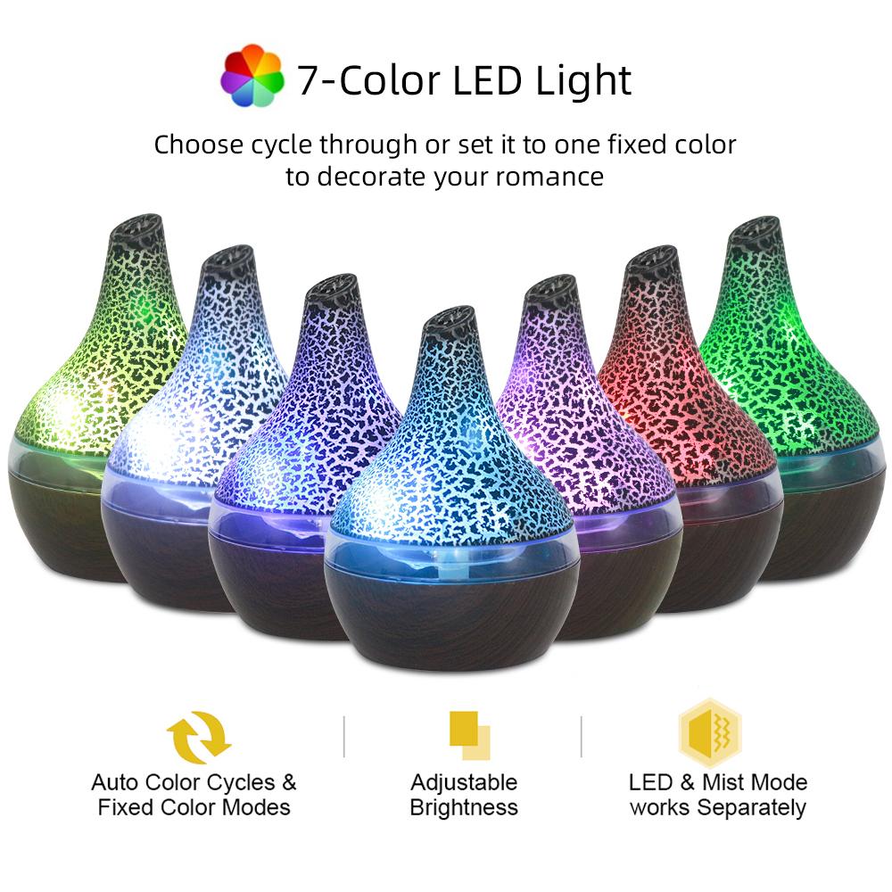 300ml USB Aromatherapy Diffuser with Remote, 7 Color Mood Lights, Ultra Quiet for Office & Bedroom