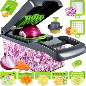 14 in 1 Food Chopper - Multifunctional Vegetable Chopper with Container | Vegetable Cutter, Veggie Chopper, Onion Cutter, Kitchen Choppers and Dicers, Fruit and Vegetable Chopper