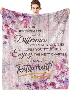 Retirement Gifts for Women 2022 Blanket 60"×50", Happy Retirement Gifts for Nurses Teachers Mom Wife Female, Retired Gifts for Women, Farewell Gifts for Coworkers Boss, Funny Retirement Throw Blankets