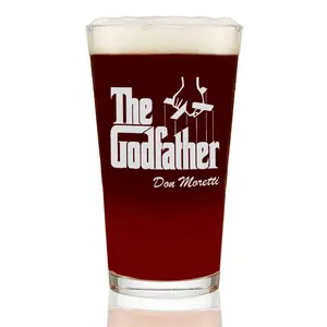 The Godfather Don Etched Pint Beer Glass w/Your Personalized Text 16 oz.