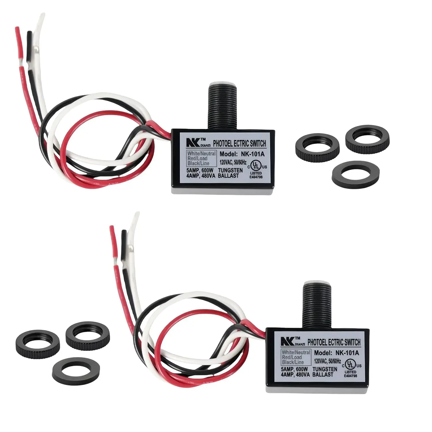 2-Pack 105V-130V AC Photocell Light Sensors,Automatic Dusk-to- Illumination Switches - Weatherproof,Fit for Outdoor Lighting, Photoelectric Controls with Sunrise & Sunset Detection