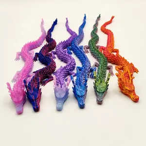 Random Send 3pcs 3D Printed Dragon Figurines, Decorative Animal Dragon Collectibles with Collectible Appeal, Desktop Decorations, Aquarium Bath Car Ornaments