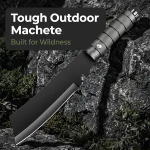 Outdoor Multi-Purpose Knife with Leather Sheath | Sharp Blade Cuts Meat & Vegetables, Perfect for Camping, Picnics & Outdoor Cooking, Supports Cutting, Slicing, Dicing, Sturdy Handle, Essential Outdoor Kitchen Meat Cleaver