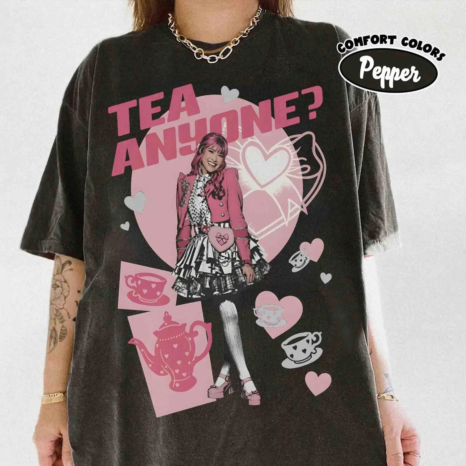 Comfort Colors Descendants 5 Pink Tea Anyone T-Shirt, Wicked Wonderland Movie Tee, Wicked Wonderland.