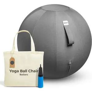 Balance Ball Chair for Office & Home - Ergonomic Exercise Ball for Posture & Back Pain Relief, Yoga Ball Chair - Sitting Ball with Washable Linen Cover