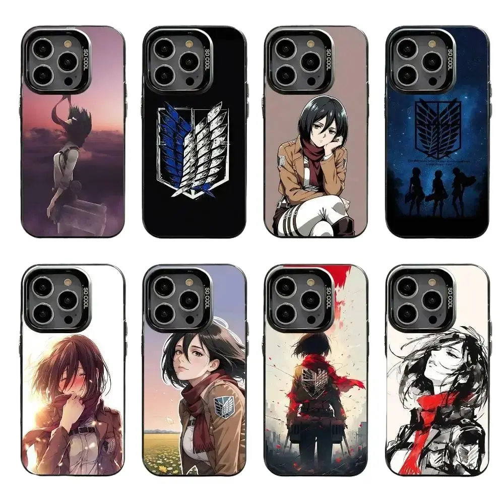 A-Attack on T-Titan Mikasa Phone Case For iPhone 16,15,14,13,12,11,Pro,XS,Max,Plus,Mini,SE Black Candy Matte Shockproof Cover