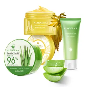 Aloderma Aloe Vera Gel Set 3 Pack - Travel Size Aloe Gel, Aloe Flower Essence Gel, 200g Aloe Vera Gel