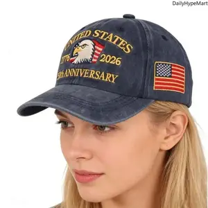 US 1776-2026 250th Anniversary Embroidered Patriotic Eagle Baseball Cap - Soft Top, Comfortable All-Season Daily Hat for 4th of July