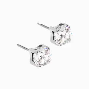 Blomdahl | Hypoallergenic | Silver Titanium Prong Set CZ Stud Earrings | Best Choice For Sensitive Ears