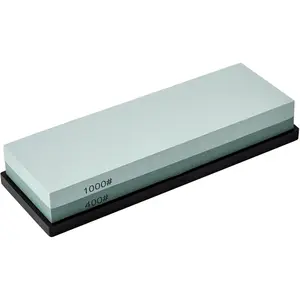 Sharpening stone with non-slip rubber base, 400/1000 grit high-quality sharpening stone, double-sided kitchen knife sharpener, manual water-powered sharpening stone