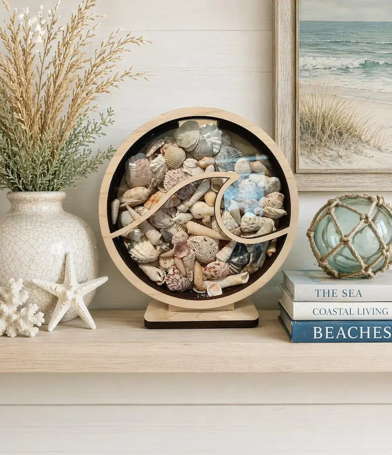 Wave Shadow Box: Shark Teeth | Sea Glass | Shells 1