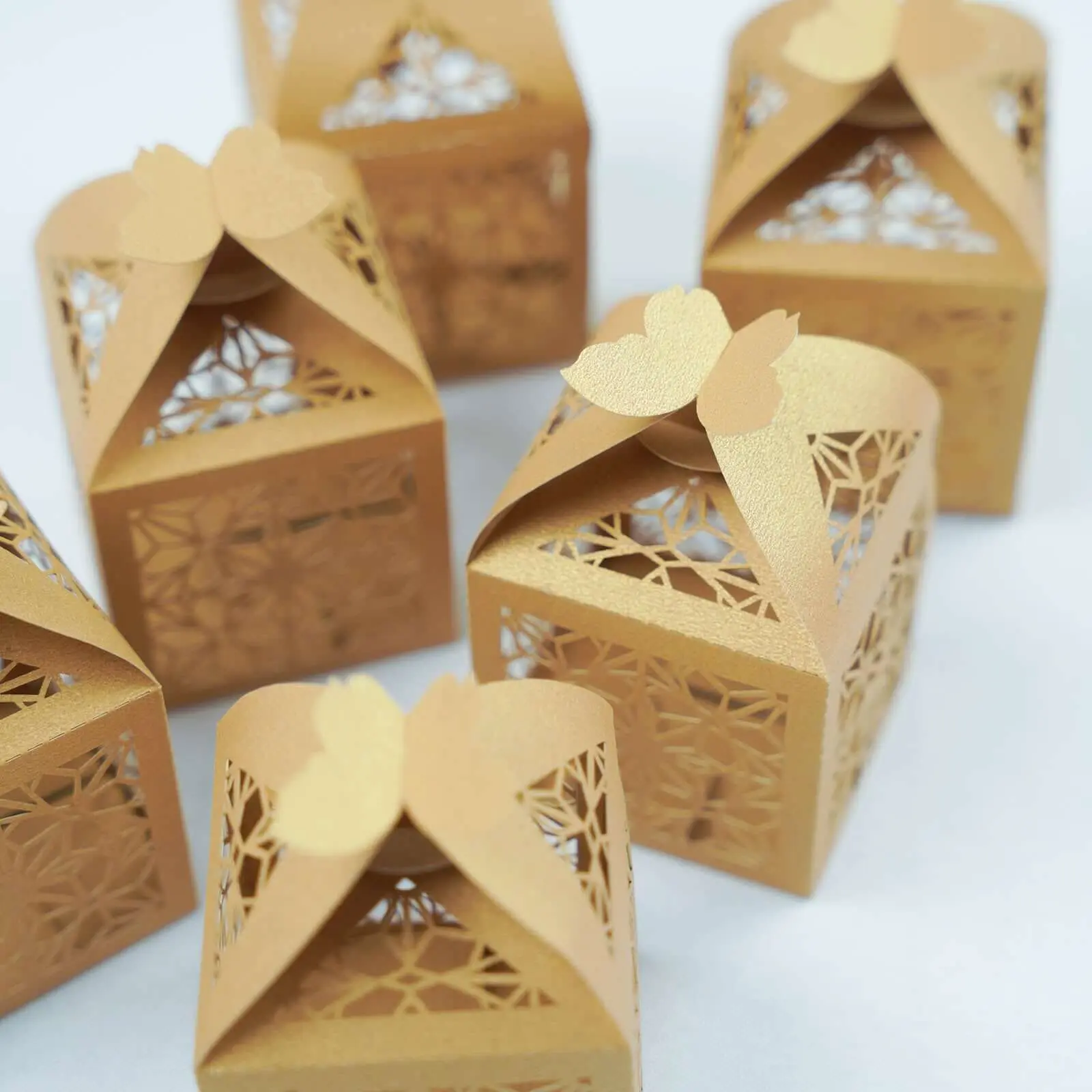 25-Pack Gold Butterfly Top Laser-Cut Lace Beautiful Themed Gift Boxes with Stylish Design for Candy Favors (Office Stationery & Supplies, Gifts & Wrapping Use), Beautiful Gift Box, Themed Gift Box