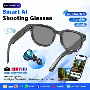 Smart AI Camera Glasses with 13MP Resolution  Convenient Button Touch Adjustment for Travel Outdoor Adventures Hands-Free Photography 160+Languages Real-Time Translation Bluetooth Wireless Wearable Video Recording  gift Multifunctional Audio Sunglasse