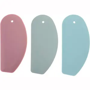 Gourmet Bowl Scraper Set of 3 - Silicone Kitchen Bench Scraper in Sky Blue, Pastel Pink & Mint Green - Ideal for Baking and Pastry Dough - Bakeware