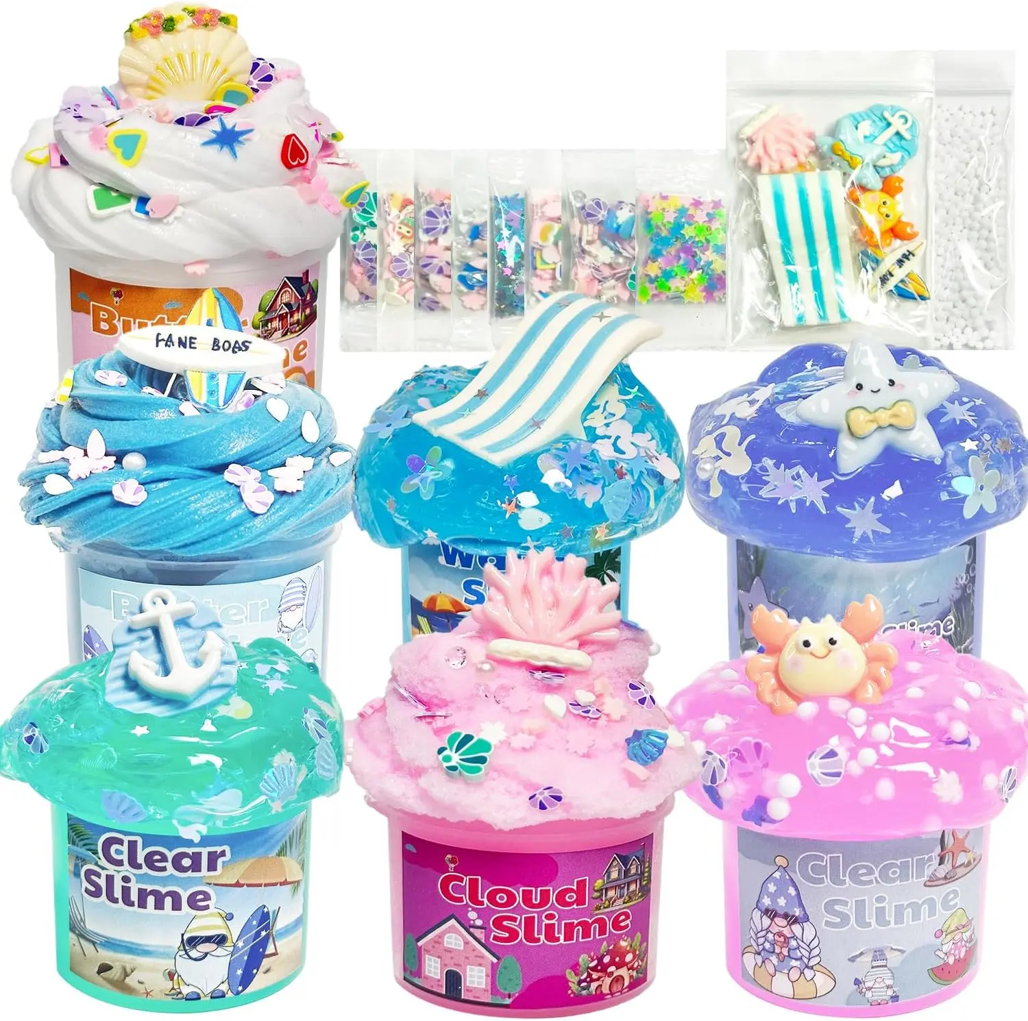 Halloween Fall Gift 7 Pack Slime Kits, Butter Slime,Cloud Slime kit for Girls Ages 8-12,Crunchy Slime Kit,Party Favors for Girls and Boys