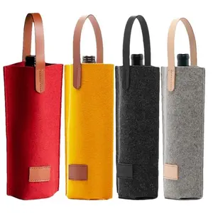 Wine Bag felt Single Bottle Insulated Tote Bottle Wine Carrier Bag Padded Wine Cooler Gift for Wine Lovers or Wedding