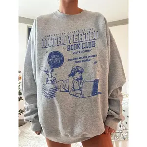 Introverted Book Club Sweatshirt, Anti Social Book Club Sweater, Bookish Tee Shirt, Girl Book Lover T-Shirt, Bookish Gift For Her, Bookworm Sweatshirt