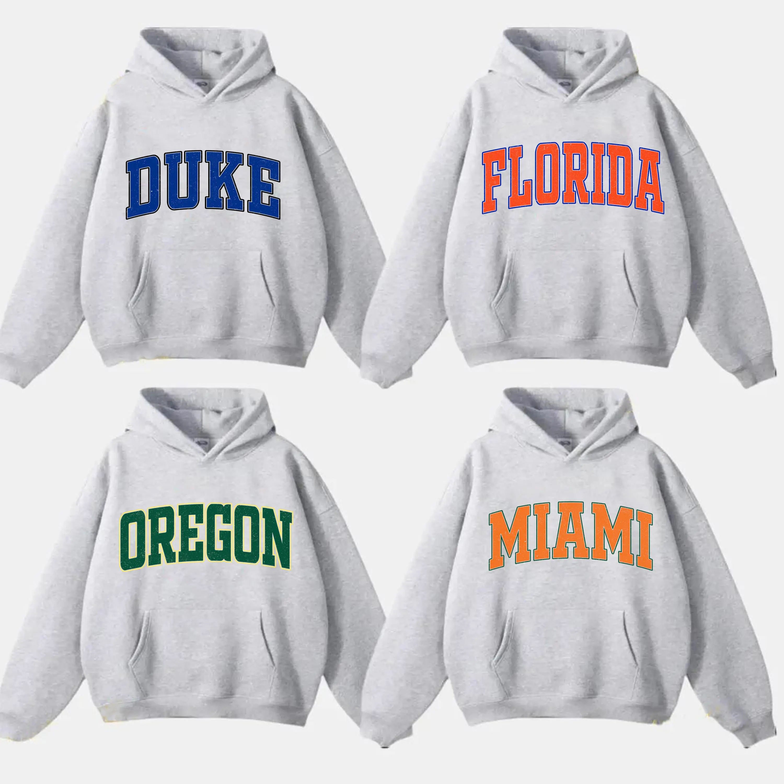 Vintage College Hoodie – Ash Grey, Custom Your Team, Game Day Outfit, University Shirt, Back To School, Retro Varsity Style, Gift for Men Women