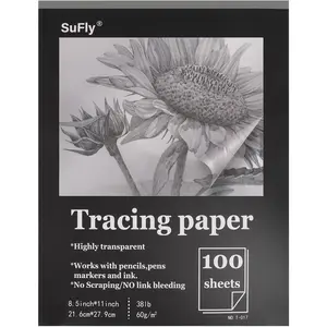 8.5x11 inch 100 Sheets Transparent Vellum Translucent Tracing Paper for Pencil Marker Ink Sketch Drawing Trace Images and Overlays