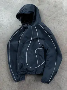 Men's Casual Hooded Jacket, Striped Decoration, All Seasons Wear, Durable Lightweight Breathable Outdoor Clothing, Sizes XS-2xl