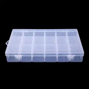 【E002】Multifunctional Clear Removable Storage Box with M 18 Big Grids for beads Hair Accessories, Jewelry, Necklaces, and Rings Organizing Organiser