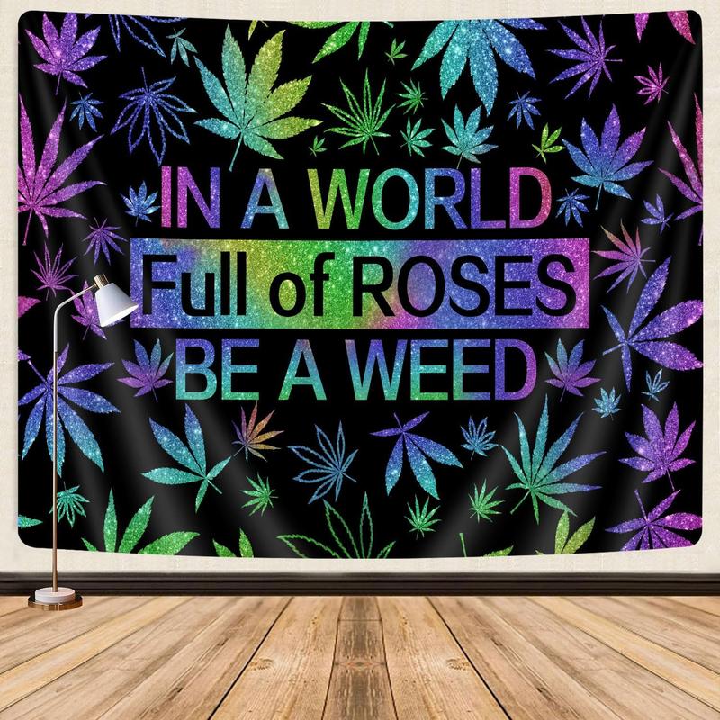 60in x 40in tapestry GOAOK Trippy Weed Tapestry, Cool Psychedelic Cannabis Leaf and Funny Quotes Tapestry for Men Bedroom Aesthetic Hippie Boho Marijuana Leaves Stoner Tapestry for Bedroom Living Room 60"x40"
