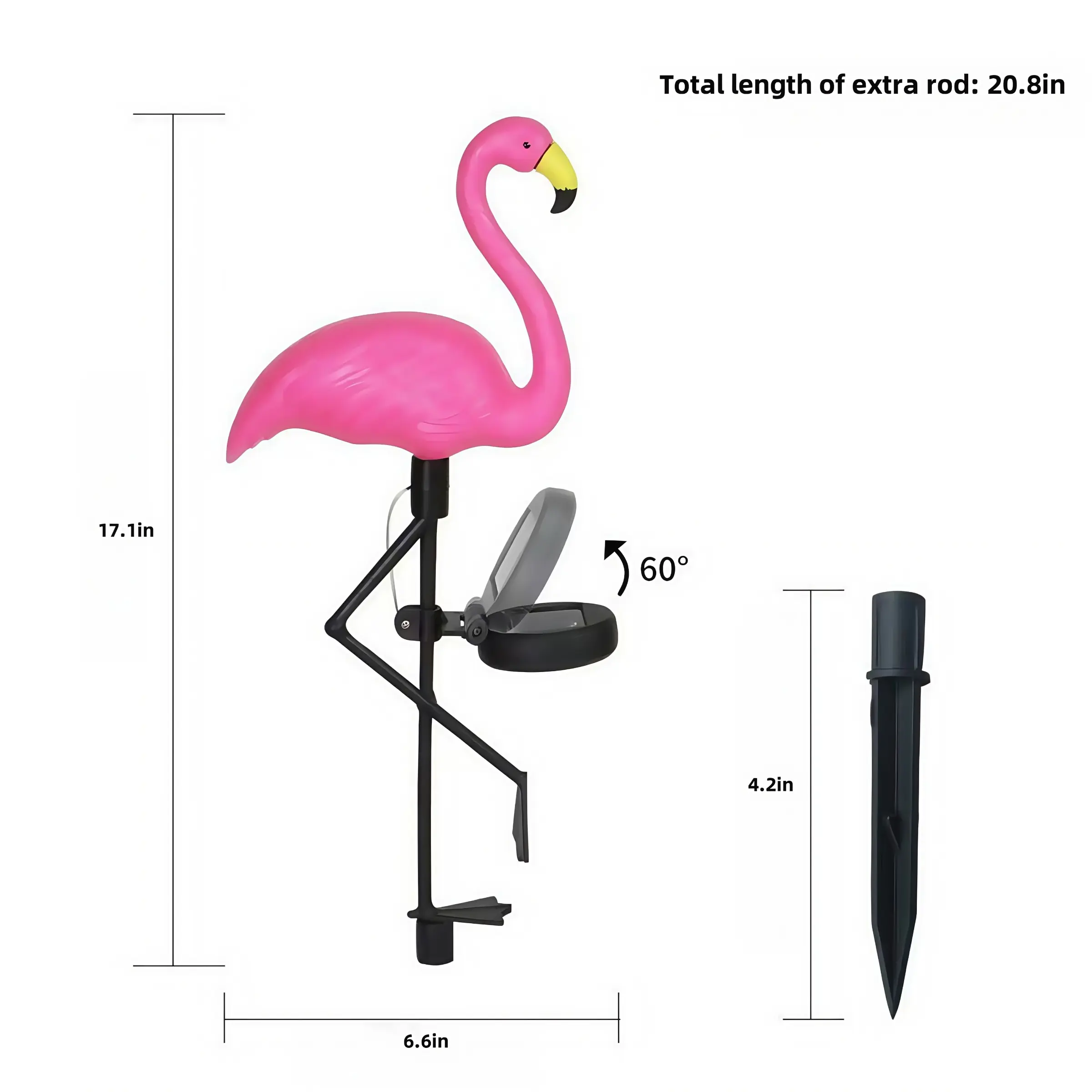 Flamingo Solar Light Outdoor Garden Decorative Wooden Post Decoration, Garden Stake Lights Perfect for Pathway Driveway Flower Bed Yard Art Birthdays Holidays Gift Outdoor Solar Lighting