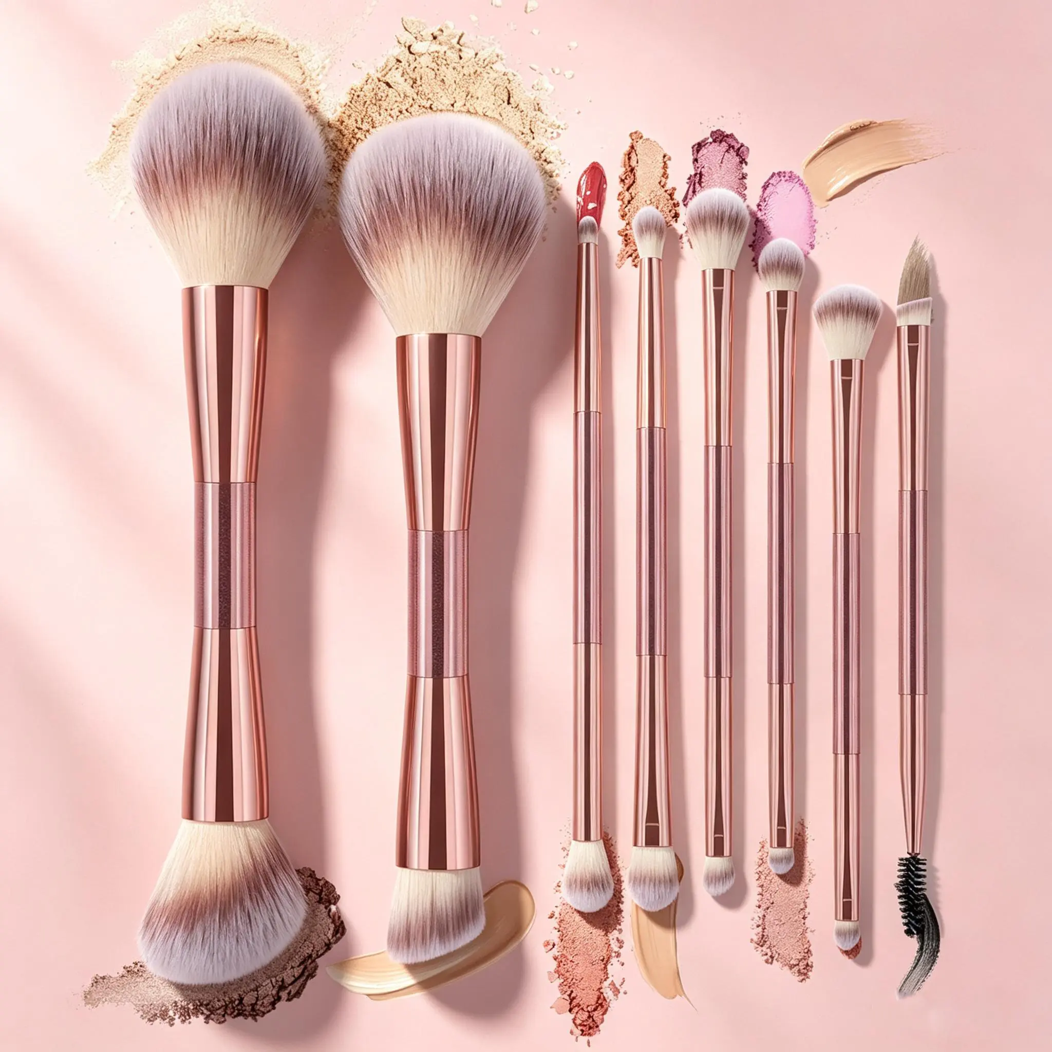 7PCS Makeup Brush Kit - Premium Soft Tools Including Dual-Tip 2-In-1, Foundation Blender, Eyeshadow/Crease, Blush/Highlight, Ideal for Daily Use & Travel, Face & Eyes Application, Multifunctional Makeup Brushes